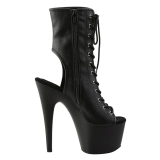 Black Matte 18 cm ADORE-1016 Open Toe Platform Ankle Calf Boots