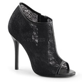 Black Mesh 13 cm AMUSE-56 High Heeled Evening Pumps Shoes