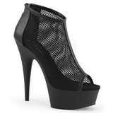 Black Mesh 15 cm Pleaser DELIGHT-600-12 Platform Ankle Calf Boots