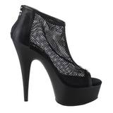 Black Mesh 15 cm Pleaser DELIGHT-600-12 Platform Ankle Calf Boots