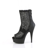 Black Mesh 15 cm Pleaser Platform Ankle Calf Boots