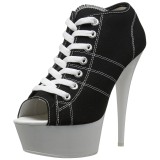 Black Neon 15 cm DELIGHT-600SK-01 Canvas high heels chucks