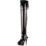 Black Patent 15,5 cm DELIGHT-3017 Platform Thigh High Boots