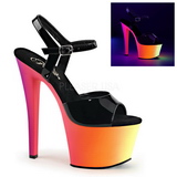 Black Patent 18 cm RAINBOW-309UV High Heeled Sandal Neon Platform