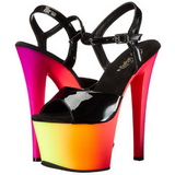 Black Patent 18 cm RAINBOW-309UV High Heeled Sandal Neon Platform