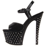 Black Patent 18 cm STARDUST-709 High Heeled Sandal Rhinestone Platform