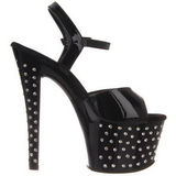 Black Patent 18 cm STARDUST-709 High Heeled Sandal Rhinestone Platform