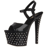 Black Patent 18 cm STARDUST-709 High Heeled Sandal Rhinestone Platform