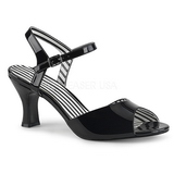 Black Patent 7,5 cm JENNA-09 big size sandals womens