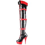 Black Red 15,5 cm MEDIC-3028 Platform Thigh High Boots