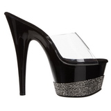 Black Rhinestone 18 cm Pleaser ADORE-701-3 Mules High Heels Platform