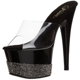 Black Rhinestone 18 cm Pleaser ADORE-701-3 Mules High Heels Platform