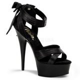 Black Satin 15 cm DELIGHT-668 High Heeled Evening Sandals