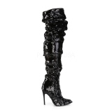 Black Sequins 13 cm COURTLY-3011 Pleaser Overknee Boots