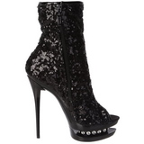 Black Sequins 15,5 cm BLONDIE-R-1008 Platform Ankle Calf Boots