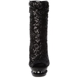 Black Sequins 15,5 cm BLONDIE-R-1008 Platform Ankle Calf Boots