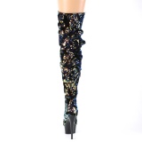 Black Sequins 15 cm DELIGHT-3004 Pleaser Overknee Boots