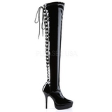 Black Shiny 13,5 cm INDULGE-3063 Thigh High Boots for Men