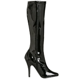 Black Shiny 13 cm SEDUCE-2000 High Heeled Womens Boots for Men