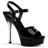 Black Shiny 14 cm ALLURE-609 Platform Stiletto High Heels