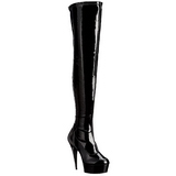 Black Shiny 15,5 cm DELIGHT-3000 High Heeled Overknee Boots