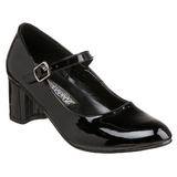 Black Shiny 5 cm SCHOOLGIRL-50 Low Heeled Classic Pumps Shoes