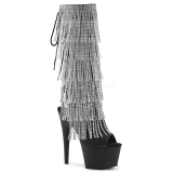 Black Strass 18 cm ADORE-2024RSF womens fringe boots high heels