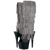 Black Strass 18 cm ADORE-2024RSF womens fringe boots high heels