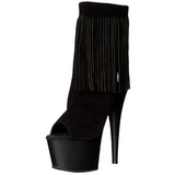 Black Suede 18 cm ADORE-1019 womens fringe ankle boots high heels