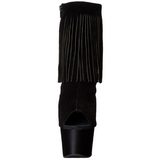 Black Suede 18 cm ADORE-1019 womens fringe ankle boots high heels