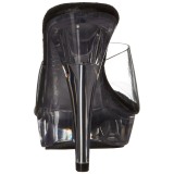 Black Transparent 14 cm COCKTAIL-501 Mules High Heels Platform