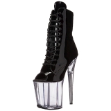 Black Transparent 20 cm FLAMINGO-1021 womens platform soled ankle boots