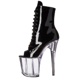 Black Transparent 20 cm FLAMINGO-1021 womens platform soled ankle boots
