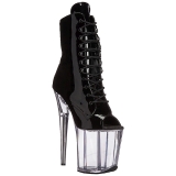 Black Transparent 20 cm FLAMINGO-1021 womens platform soled ankle boots