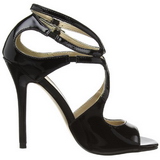 Black Varnish 13 cm AMUSE-15 High Heeled Evening Sandals
