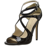 Black Varnish 13 cm AMUSE-15 High Heeled Evening Sandals