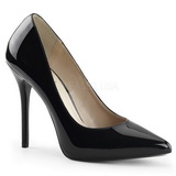 Black Varnished 13 cm AMUSE-20 pointed toe stiletto pumps