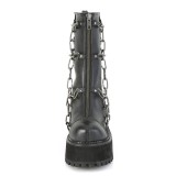 Black Vegan 12 cm ASSAULT-66 lolita ankle boots platform block heels