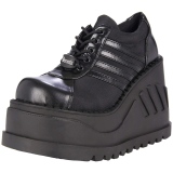 Black Vegan 12 cm STOMP-08 lolita ankle boots wedge platform