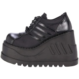 Black Vegan 12 cm STOMP-08 lolita ankle boots wedge platform