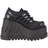 Black Vegan 12 cm STOMP-08 lolita ankle boots wedge platform