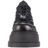 Black Vegan 12 cm STOMP-08 lolita ankle boots wedge platform