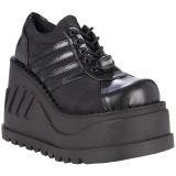 Black Vegan 12 cm STOMP-08 lolita ankle boots wedge platform