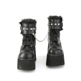 Black Vegan 9 cm ASHES-57 lolita ankle boots platform block heels