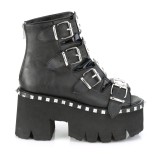 Black Vegan 9 cm ASHES-70 lolita ankle boots platform block heels