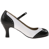 Black White 7,5 cm retro vintage FLAPPER-25 Pumps with low heels