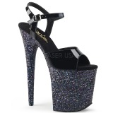 Black glitter 20 cm Pleaser FLAMINGO-809LG Pole dancing high heels shoes