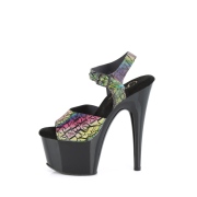 Black high heels 18 cm ADORE-708N-LTP JELLY-LIKE stretch material platform high heels