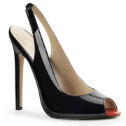 Black slingback pumps 13 cm SEXY-08 peeptoe slingbacks shoes