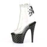 Black transparent 18 cm STARDUST-1018C-2RS Exotic stripper ankle boots